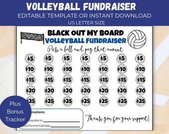 Bearbeitbarer Beachvolleyball-Black-Out My Board-Spendenaktion, Beachvolleyball-Team-Spendenaktion, Beachvolleyball-sponsor meine Saison, Volleyball-Spendenaktion,