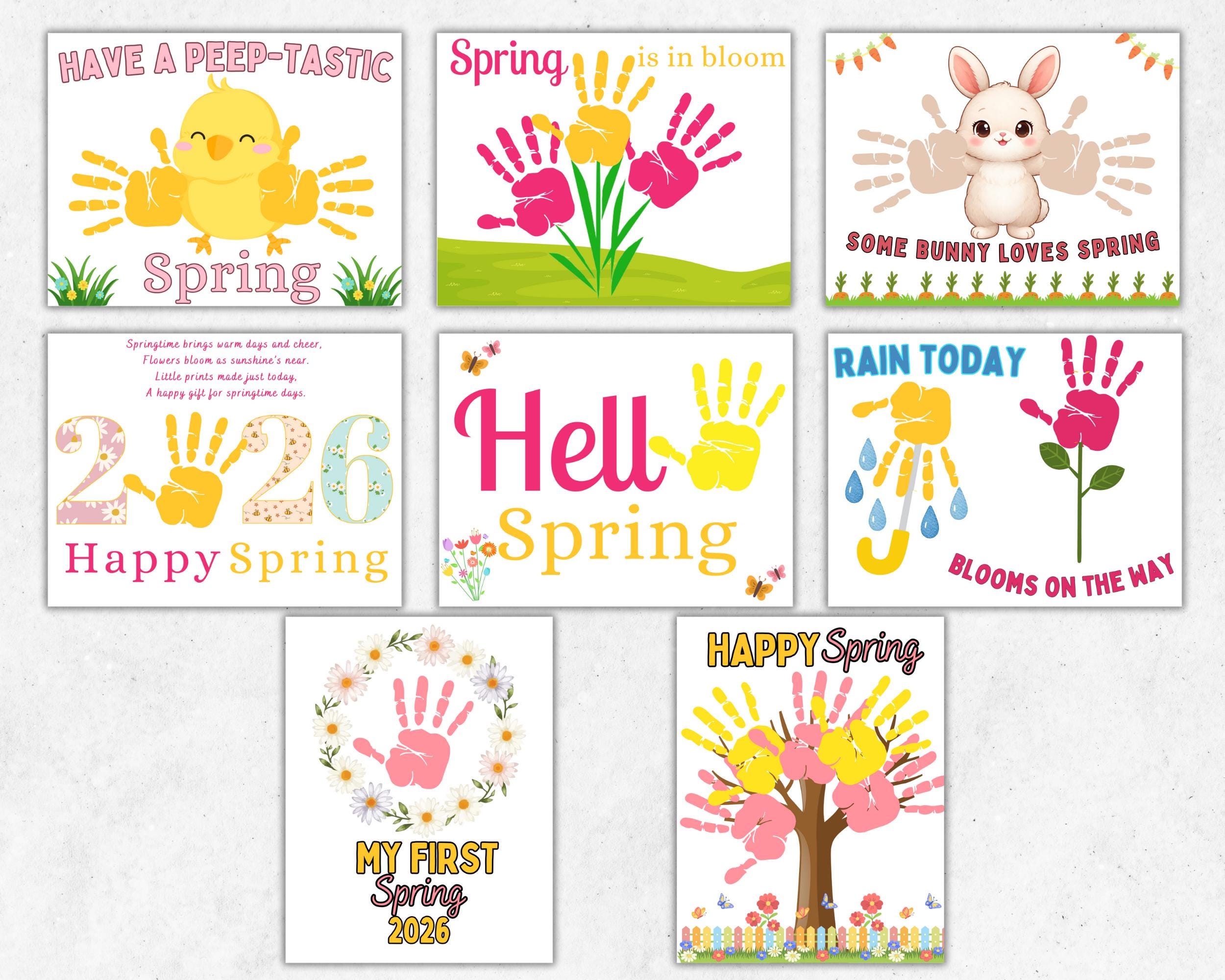 Spring Handprint Art Bundle, Spring Handprint Craft for Toddlers ...