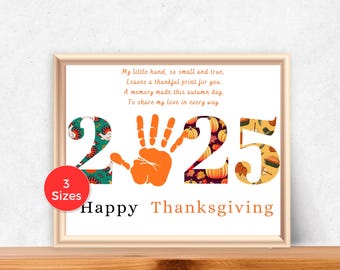 Thanksgiving 2025 Handprint Art, Thanksgiving Handprint Craft for toddlers, Fall Preschool Craft, Autumn Handprint Art, Handprint Poem