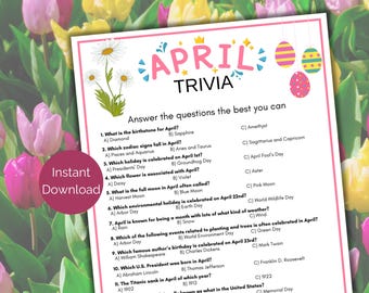 April Trivia Game, April Trivia for Kids and Adults, Printable April ...