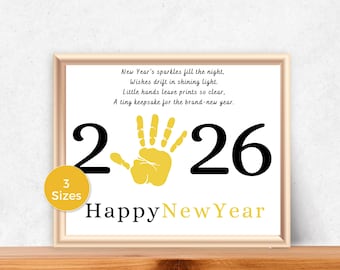 2026 New Years Handprint Art, New Years Handprint Craft for toddlers, New Years Keepsake, Handprint Poem, Happy New Year Activity for Kids