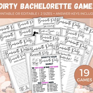Dirty Bachelorette Game Bundle, 19 Printable or Editable Bachelorette Party Games, Dirty Hen Party Games, Minimalist Bachelorette Party Game