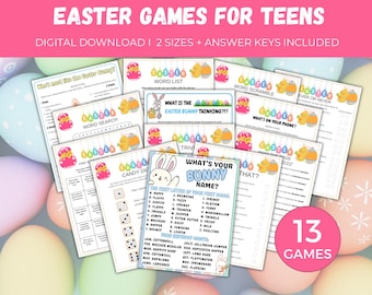 Easter Games for Teens, 13 Printable Easter Party Games for groups, Easter Games Bundle, Easter Activities, Fun Easter Party Ideas