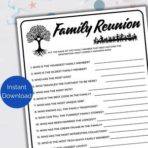 Family Reunion Trivia Game, Printable Family Gathering Activity, How Well Do You Know The Family, Reunion Icebreaker, Reunion Party Game