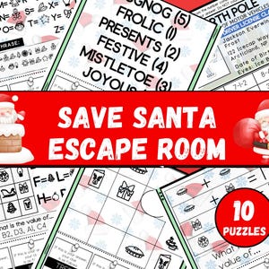 Save Santa Escape Room Game, Printable Christmas Escape Room Kit, DIY Escape Room for Kids, Tweens or Families, Escape Room at Home