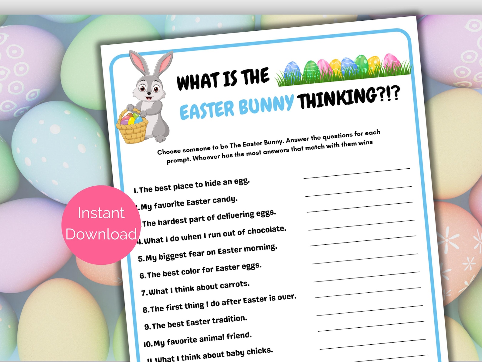 What's the Easter Bunny Thinking Thinking Game, Printable Easter Party ...
