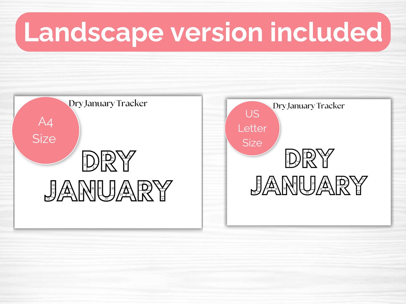 Dry January Countdown Tracker, Printable Dry January Challenge, No ...