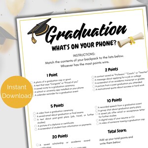 Graduation What&#39;s On Your Phone, Printable Graduation Party Game, High School Graduation, College Graduation Activity, Grad Party Activity