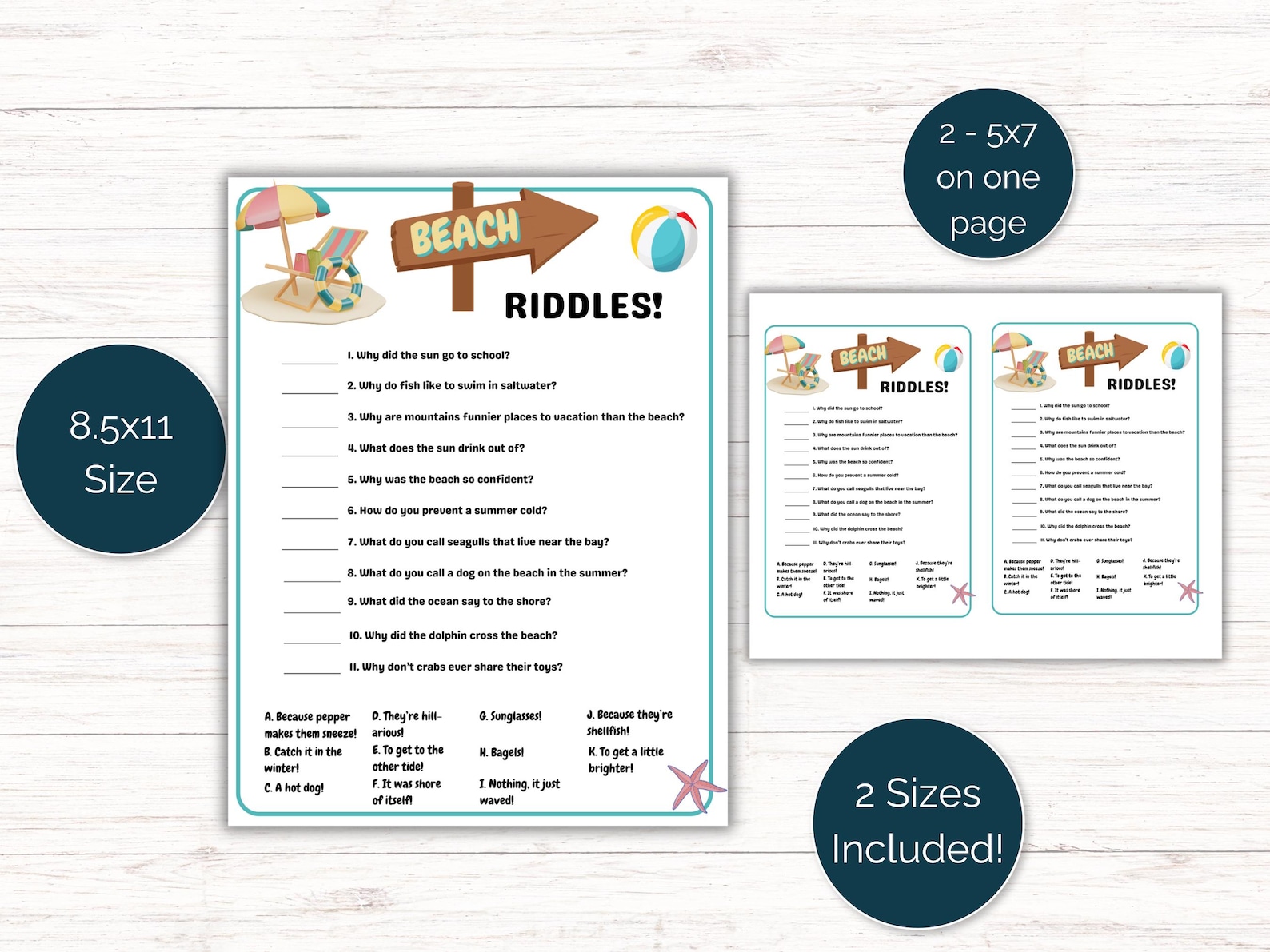 Beach Jokes, Beach Riddles, Beach Printable, Beach Vacation Party Game ...
