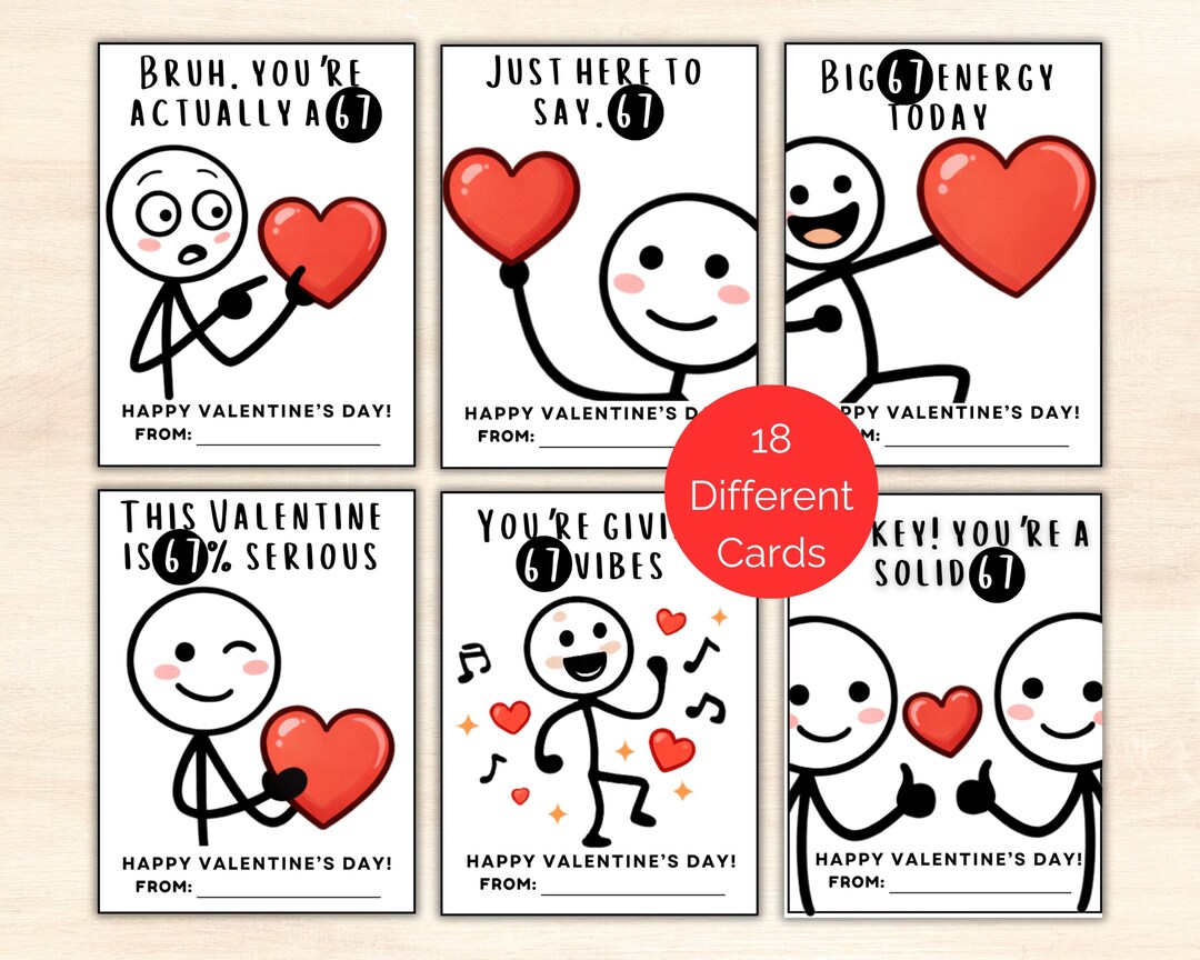 67 Slang Valentine Cards, 18 Printable Six Seven Valentines for Teens ...