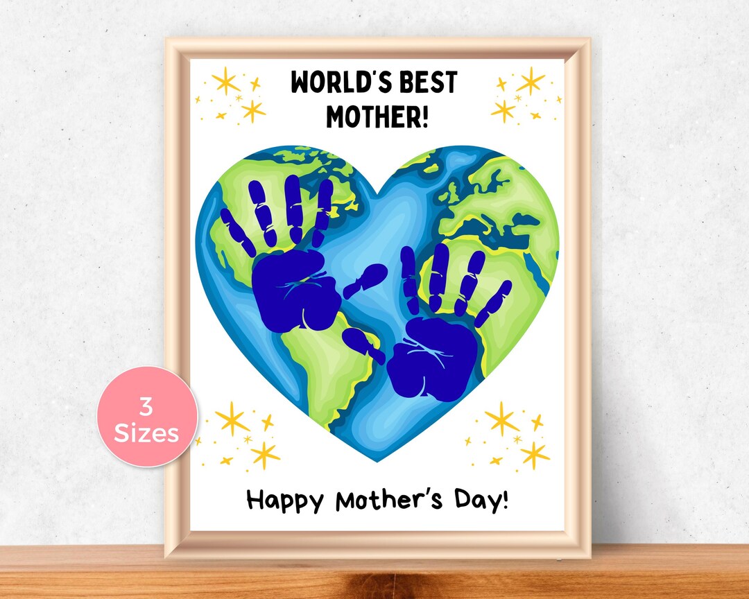 Happy Mothers Day Handprint Art, Worlds Best Mom Handprint Craft for ...