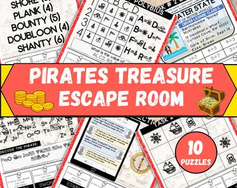 Pirate Escape Room for Kids, Printable Escape Room Kit, Birthday Party Games, DIY Escape Room for Kids, Kids Puzzle Game, Pirate Party Game