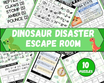 Dinosaur Escape Room for Kids, Printable Escape Room Kit, Dinosaur Birthday Party Games, DIY Escape Room for Kids Birthday, Kids Puzzle Game