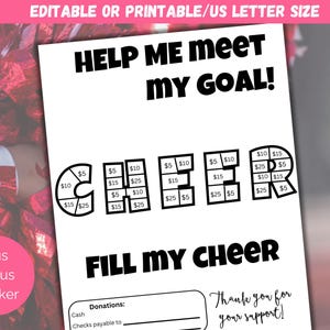 Editable Fill My Cheer Fundraiser Template, Cheerleading Fundraiser Flyer, Cheer Team Sponsor My Season, Color My Cheer Fundraising Form