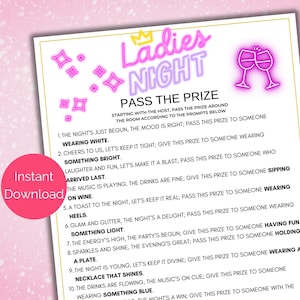 Ladies Night Pass The Prize, Afdrukbare Girls Night Pass the Parcel Game, Ladies Night Party Games, Pass the Gift Poem, Girls Night In Game