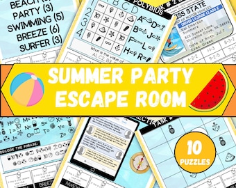 Summer Party Escape Room for Kids, Printable Escape Room Kit, Summer Party Games, DIY Escape Room for Kids Birthday Party, Kids Puzzle Game