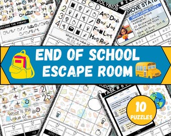 Last Day of School Escape Room Game, Printable End of Year Escape Room Kit, DIY Escape Room for Kids or Tweens, End of School Escape Room