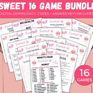 Sweet 16 Birthday Game Bundle, 16 Sweet 16 Birthday Games, 16th Birthday Party Games, Sweet Sixteen Birthday Games, Sweet 16 Birthday Party