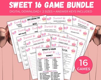 Lot de 16 jeux Sweet 16 Birthday, 16 jeux Sweet 16 Birthday, Jeux de fête pour 16 ans, Jeux Sweet 16 Birthday, Sweet 16 Birthday Party