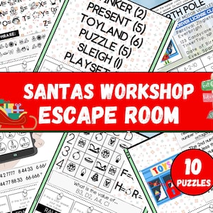 Santas Workshop Escape Room Game, Printable Christmas Escape Room for kids or tweens, DIY Escape Room Kit, Escape Room at Home