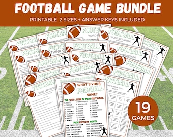Football Game Bundle, 19 Printable Football Party Games, Football Team Party Game, Football Birthday Party Activity, Football Trivia Games