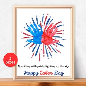 Labor day Firework Handprint Art, Labor Day Handprint Craft for toddlers, Patriotic Activity, Preschool Craft, Labor Day Craft for kids