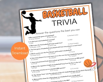 Basketball Trivia Game, Basketball Quiz, Basketball Tailgate Party Game, Basketball Printable for kids and adults, Basketball Party Game