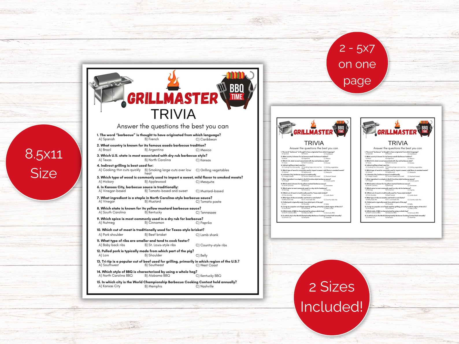 Grillmaster Trivia Game, BBQ Trivia, I Do BBQ Activity, BBQ Party Games ...