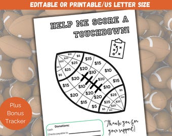 Editable Fill My Football Fundraiser Template, Football Fundraiser Flyer, Football Sponsor My Season, Color My Football Fundraising Form