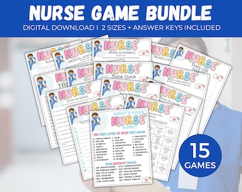 Nurse Game Bundle, Nurse Retirement Party, Printable Nurse Appreciation Game, Nurse Graduation Activity, Hospital Party Games, Nurse Week