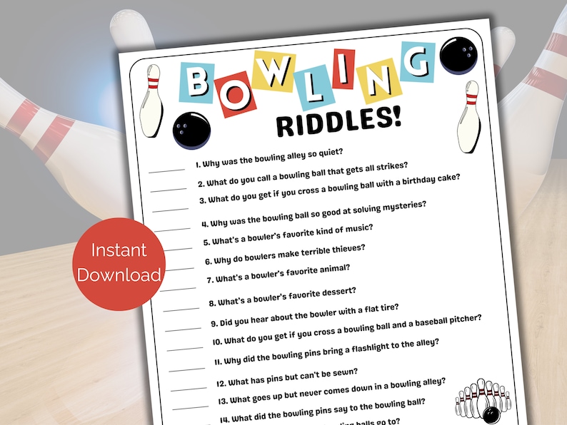 Bowling Jokes, Bowling Riddles, Bowling Birthday Party Game, Bowling ...