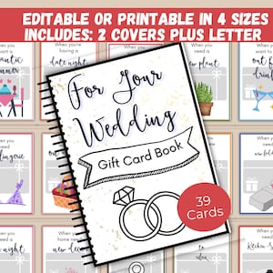 Livro de Cartões Presente de Casamento Editável ou Imprimível, Ideia de Presente de Casamento, Porta-Cartão Presente para Lua de Mel, Presente em Grupo para Casal, Presente para Recém-Casados