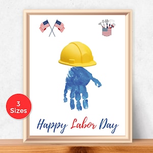 Arte con le impronte delle mani per la Festa del Lavoro, lavoretto con le impronte delle mani per il cappello da lavoro per i più piccoli, attività patriottica, lavoretto per la scuola materna, lavoretto per la Festa del Lavoro per bambini