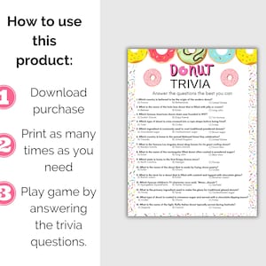 Donut Trivia Game, Donut Party Game, Printable Donut Game for Kids and ...