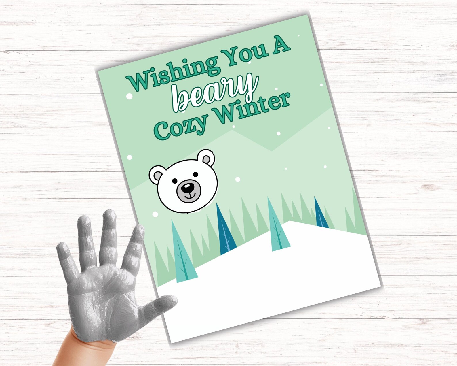 Polar Bear Handprint Art, Winter Handprint Craft for Toddlers Kids and ...
