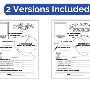 Step Dad Questions Printable All About My Step Dad, Printable Fathers Day Questionnaire for Bonus ...