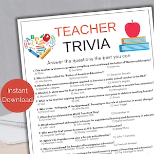 Lehrer-Trivia-Spiel, Lehrer-Quiz, Schul-Trivia, Lehreranerkennungsspiel, Lehrer-Ruhestandsspiel, Lehrer-Teambildungsaktivität