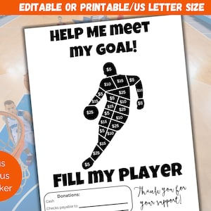 Füllen Sie die Fundraiser-Vorlage für Basketball-Player, den Handball-Spenden-Flyer, den Basketball-sponsor für meine Saison, die Color-Spendenform für meinen Spieler