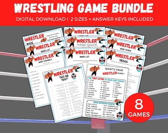 Wrestling-Partyspiele, Wrestling-Spiele zum Ausdrucken, Wrestling-Aktivitäten für Kinder, Wrestling-Geburtstagsfeier, Wrestling-Uhren-Partyspiele