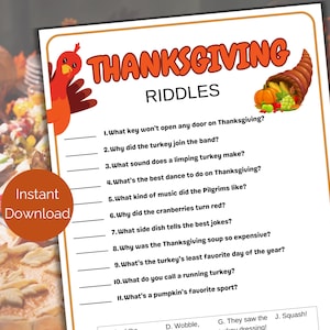Thanksgiving Riddles, Printable Thanksgiving Jokes for Kids + Adults ...