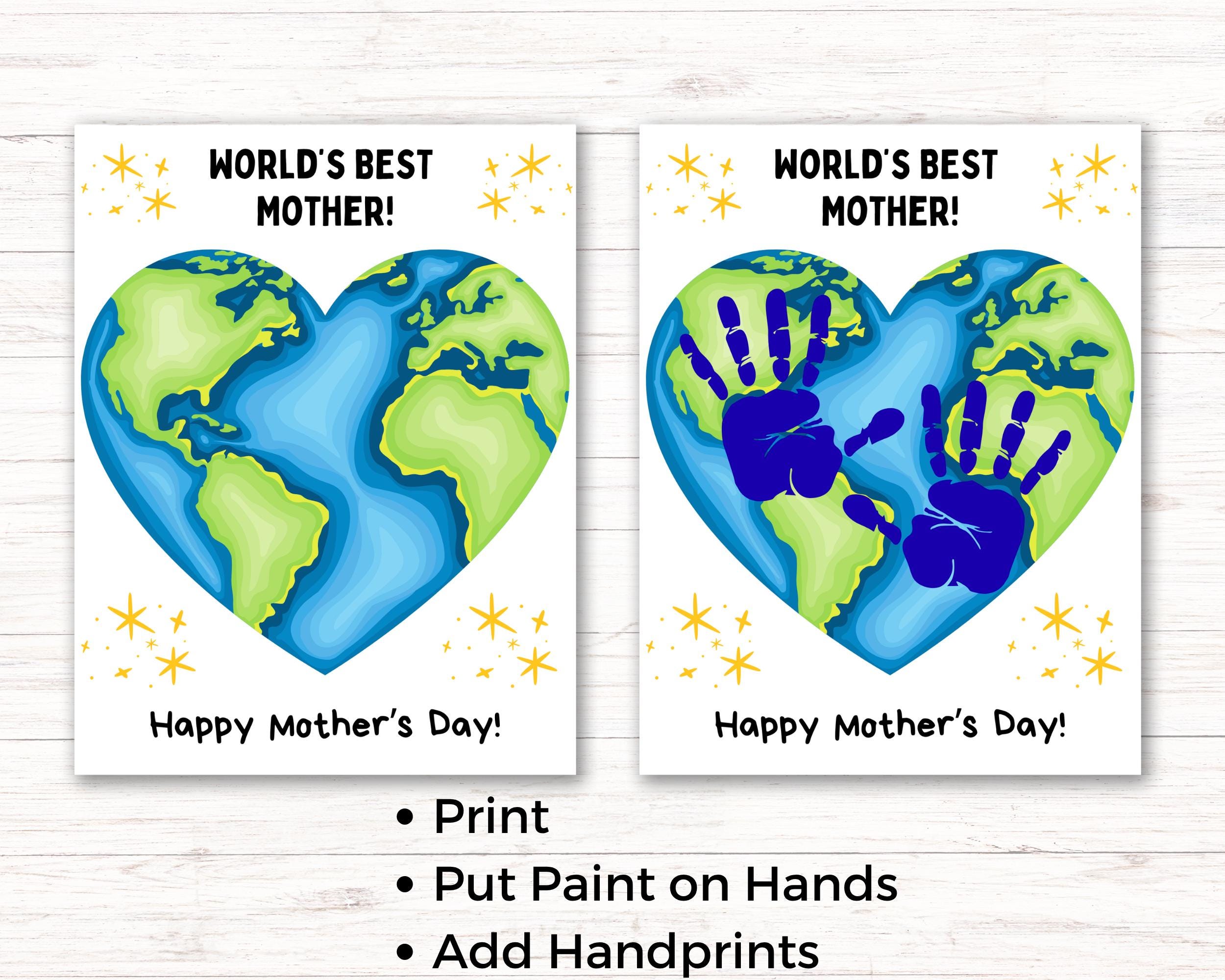 Happy Mothers Day Handprint Art, Worlds Best Mom Handprint Craft for ...