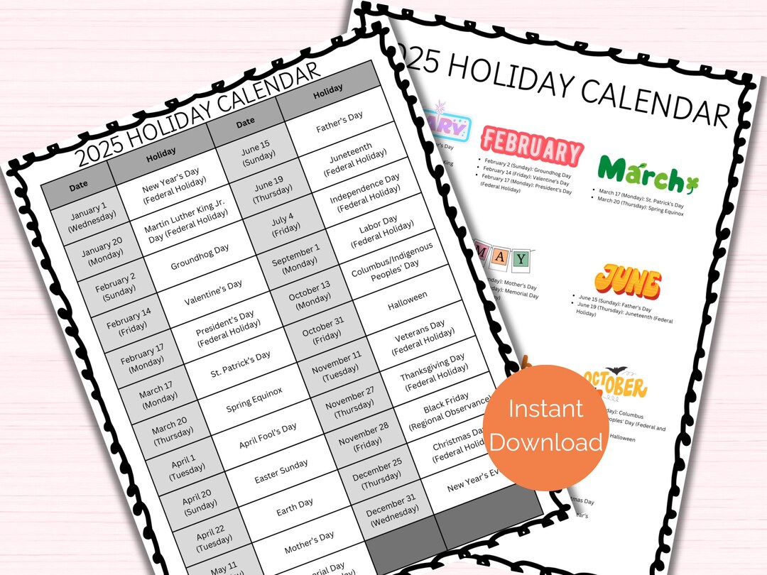 2025 Holiday List, List of 2025 Holidays in Order, Printable List of Holidays 2025, 2025 Events ...