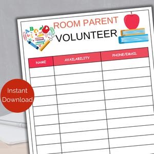 Lista de Inscrição de Pais Voluntários Representantes de Turma, Lista de Inscrição de Voluntários para a Sala de Aula (Imprimida), Lista de Inscrição de Professores Voluntários, Voluntários Pais Auxiliares