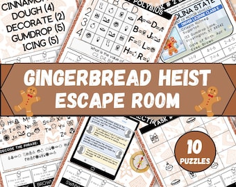 Gingerbread Escape Room for Kids, Printable Escape Room Kit, Christmas Party Games, DIY Escape Room for Kids + Tweens, Kids Puzzle Game