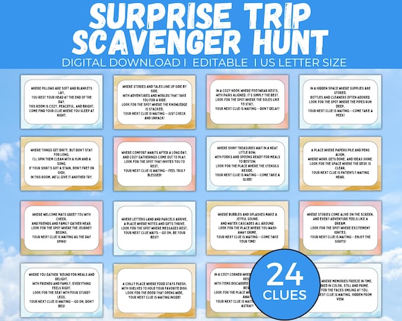 Surprise Trip Reveal Scavenger Hunt, Vacation Reveal Scavenger Hunt, Summer Break Scavenger Hunt for Teens, Treasure Hunt + Boarding Pass