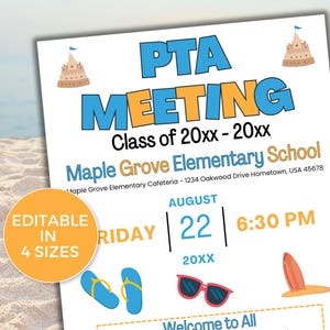 EDITABLE PTO PTA August Meeting Flyer Template, Pta Information Meeting Flyer, Seasonal pta Meeting Flyer, Back to School Pta Meeting Flyer