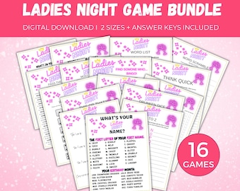 Pakiet gier Ladies Night, 16 gier na imprezę Ladies Night do wydrukowania, gry Girls Night Out, gry grupowe dla dorosłych, gry na imprezę dla dorosłych