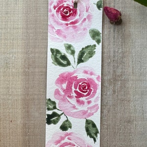Hand-Painted Bookmark, Watercolor Rose book reader gifts bridal shower gifts image 4