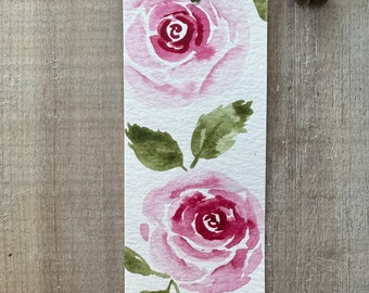 Hand-Painted Bookmark, Watercolor Rose - book reader gifts - bridal shower gifts