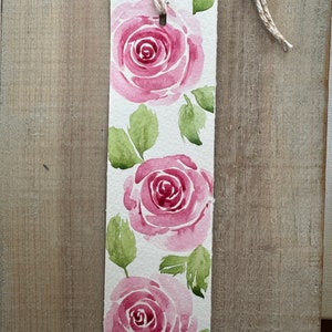 Hand-Painted Bookmark, Watercolor Rose book reader gifts bridal shower gifts image 3